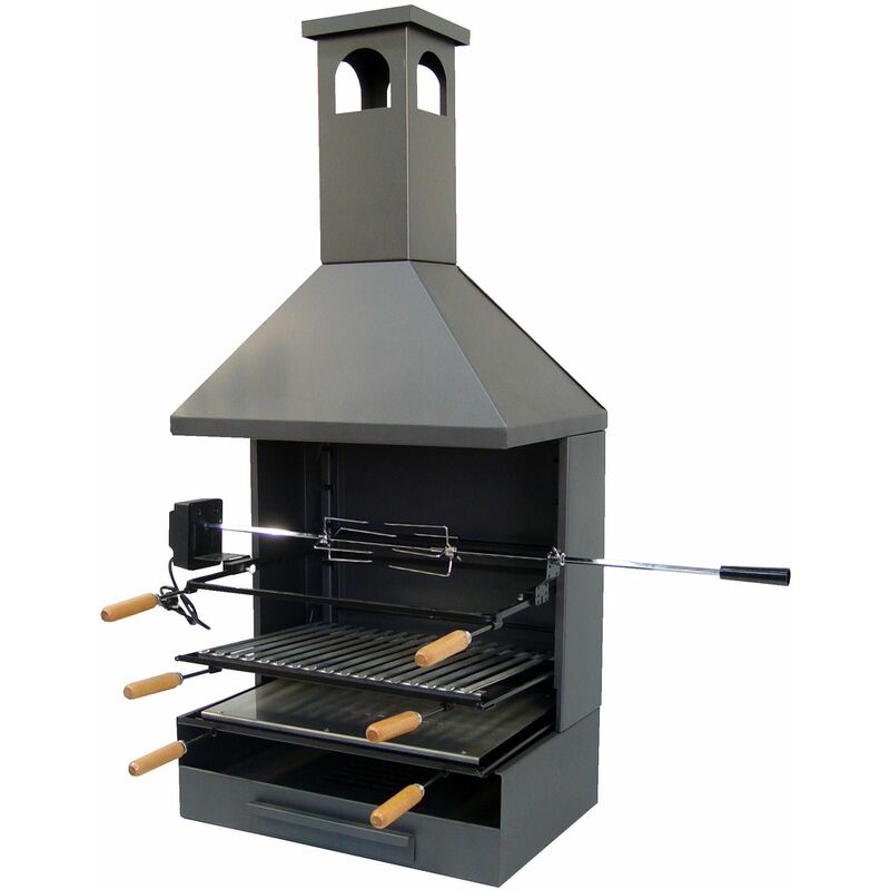 Cajón Barbacoa con chimenea completa y Bandejas de Madera 72x40x135 - Imex El Zorro barato