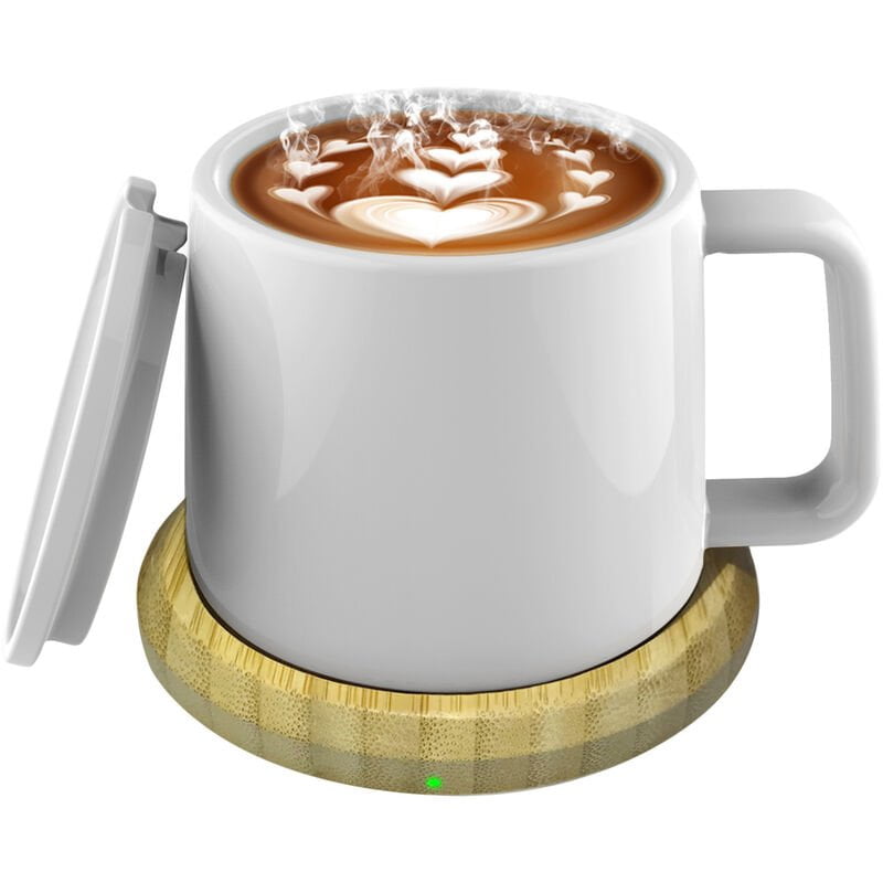 Calentador de tazas USB con taza Invierno 55 ° C Temperatura constante Calentador de tazas de cafe de escritorio con tapa Placa de calentamiento de barato