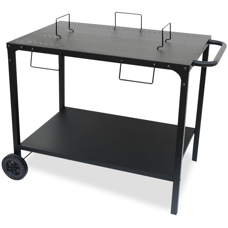 Camarera uso exterior negra en acero modulable para plancha con dos ruedas - Negro barato