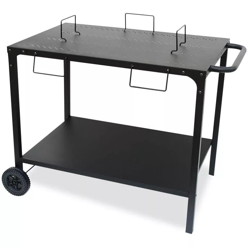 Camarera uso exterior negra en acero modulable para plancha con dos ruedas - Negro barato