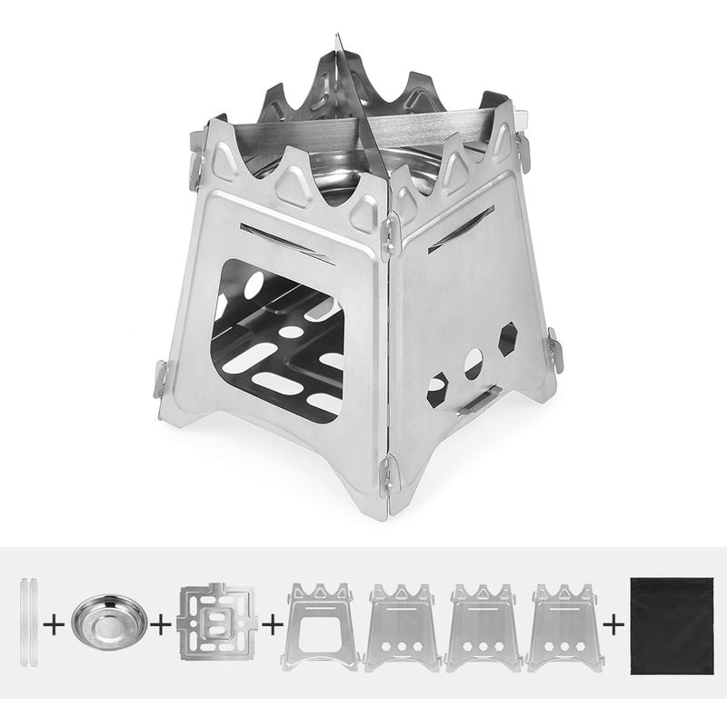 Camping al aire libre Estufa Estufa portatil plegable con mochila de madera con bandeja de alcohol para Camping Pesca Senderismo barato