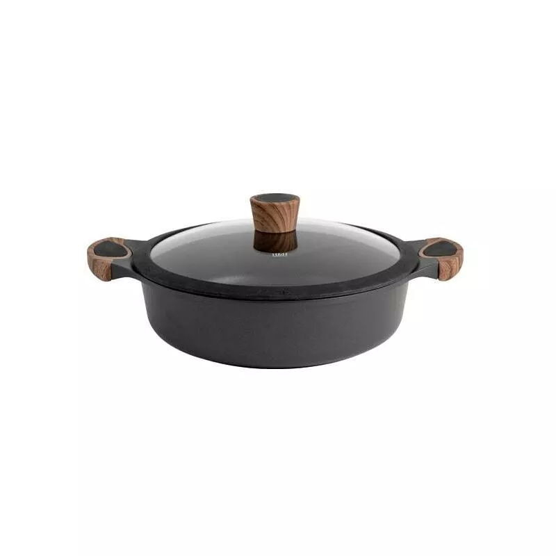 Cazuela alta de aluminio/madera inducción con tapa de 28cm barato