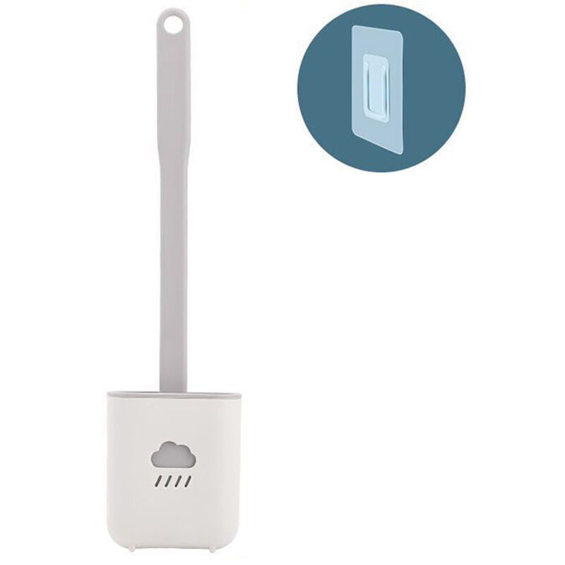 Cepillo y soporte para inodoro Cerdas de silicona Cepillo limpiador para inodoro Limpieza profunda con mango largo antideslizante Soporte de pie y barato