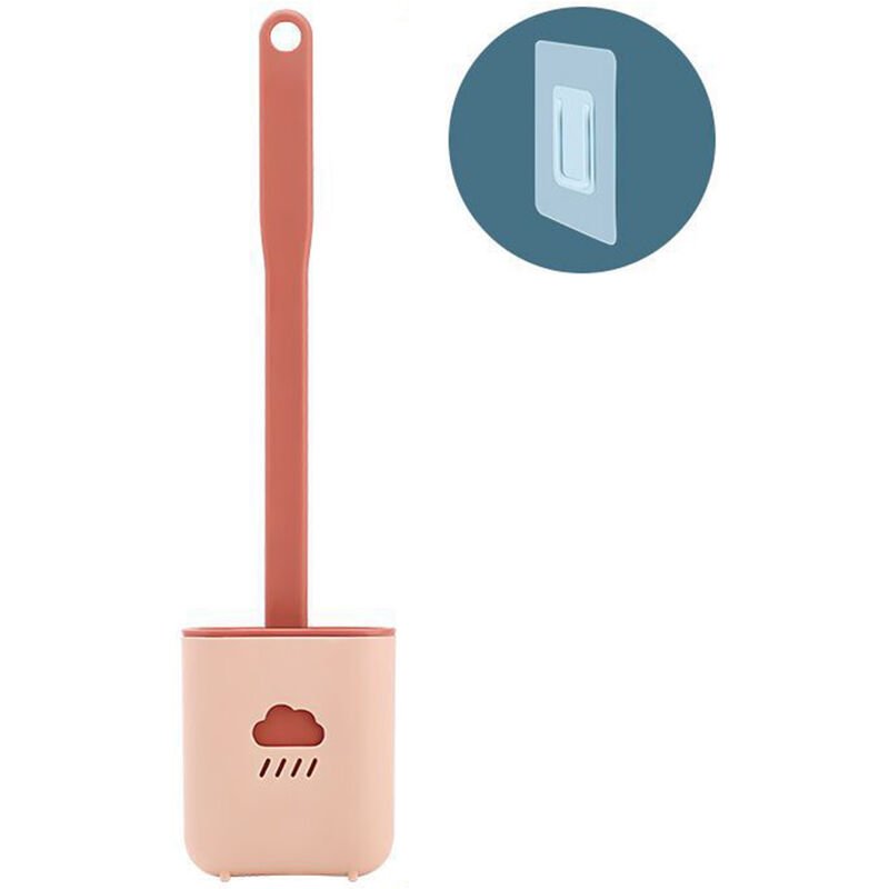 Cepillo y soporte para inodoro Cerdas de silicona Cepillo limpiador para inodoro Limpieza profunda con mango largo antideslizante Soporte de pie y barato