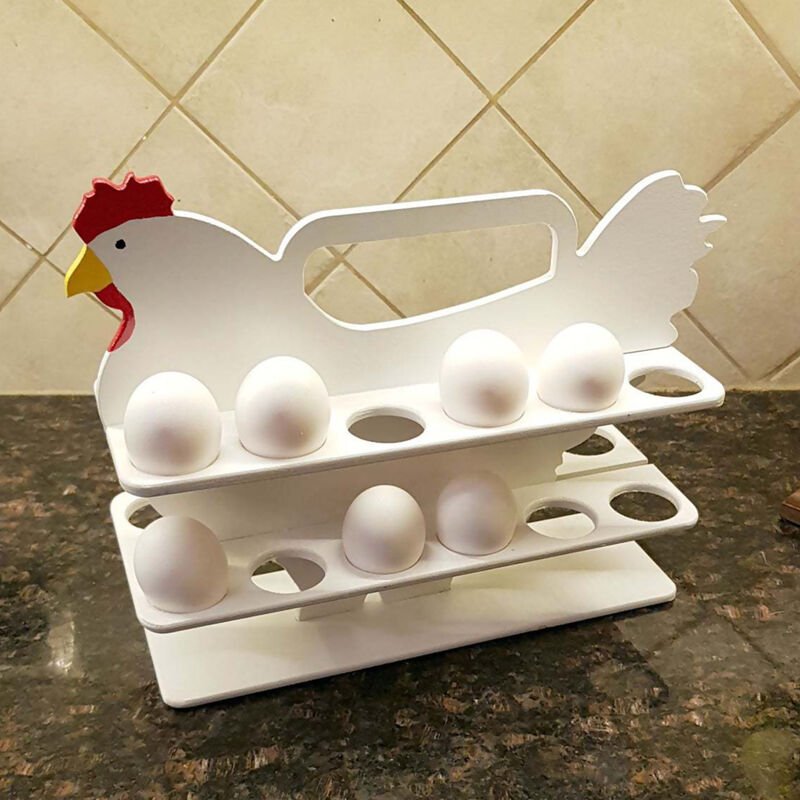 Cesta de madera para huevos de 2 bandejas