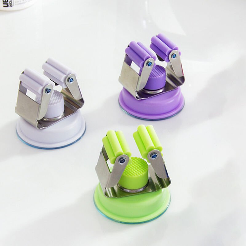 Clip de fregona de acero inoxidable ventosa clip de fregona escoba suspension de fregona gancho de bano sin costura