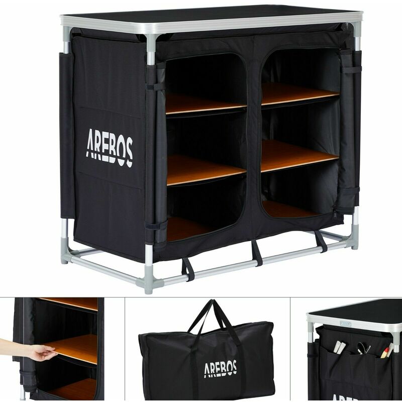 Cocina de campin L Negro Adecuada para patios