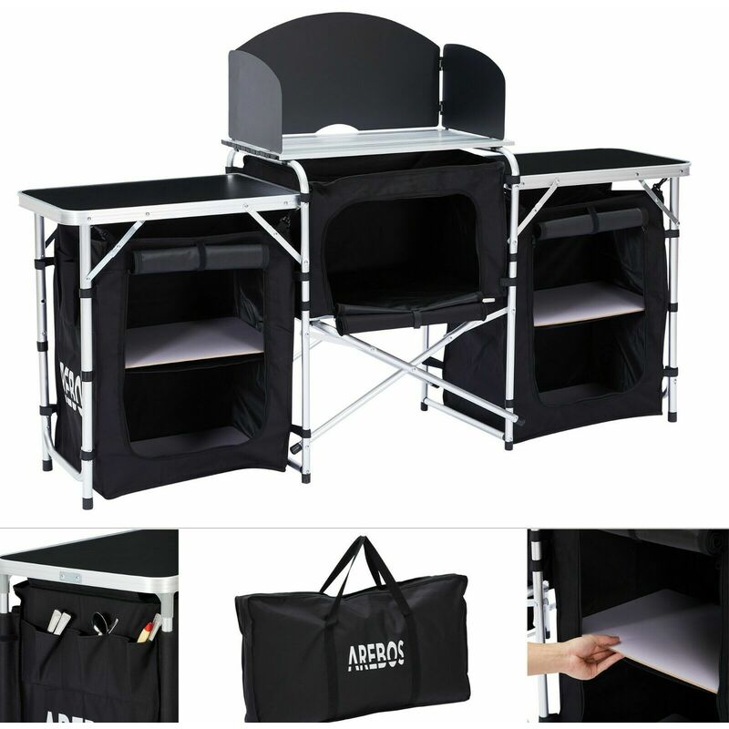 Cocina de camping XL negro / gris portátil Ideal para: jardín