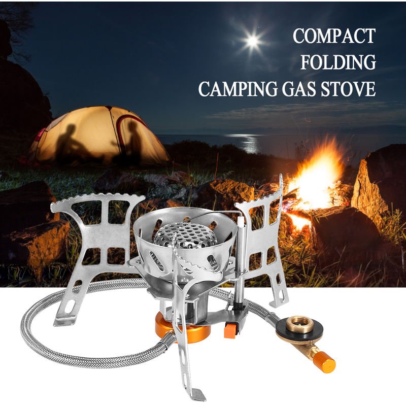 Cocina de camping gas al aire libre Cocina plegable de Split quemador con adaptador de cabezal de conversion de gas