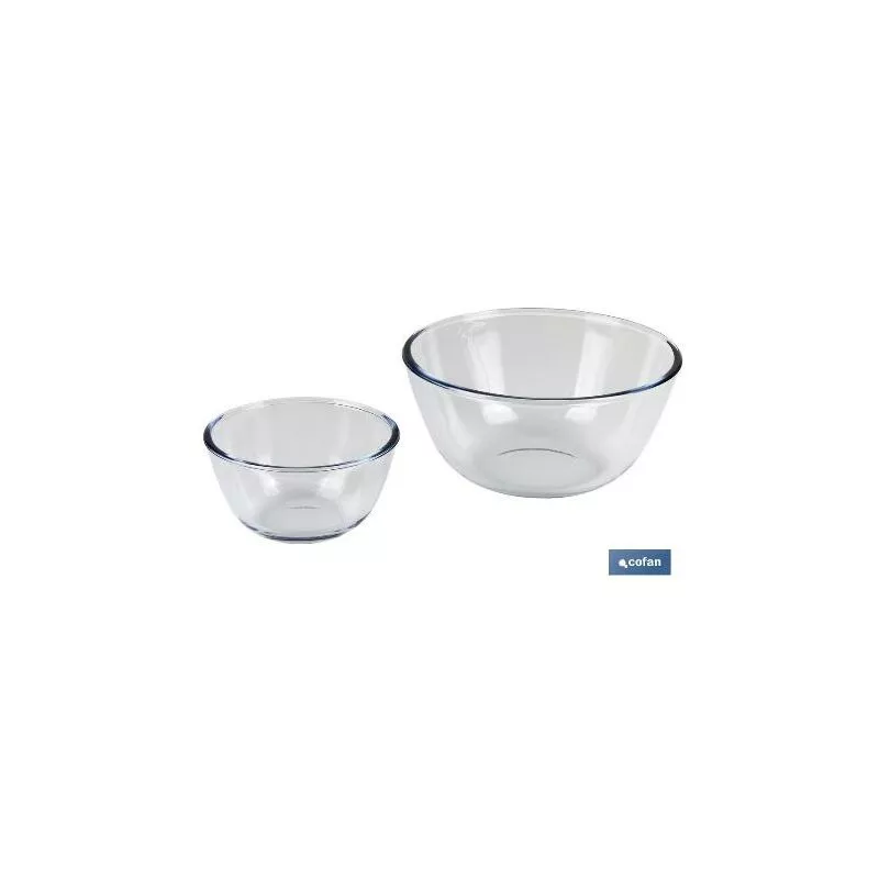 Cofan - PLIMPO set de 2 ensaladeras de vidrio borosilicato modelo baritina 800 ml - 2700 ml barato