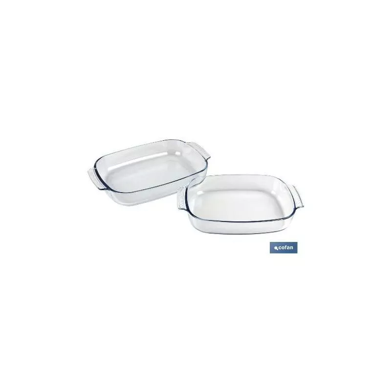 Cofan - PLIMPO set de 2 fuentes ovales de vidrio borosilicato modelo baritina 2700 ml - 3800 ml barato