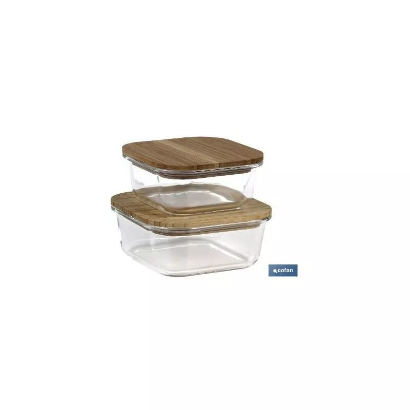 Cofan - PLIMPO set de 2 recipientes de borosilicato con tapa de bambú modelo panda 520 ml - 800 ml barato