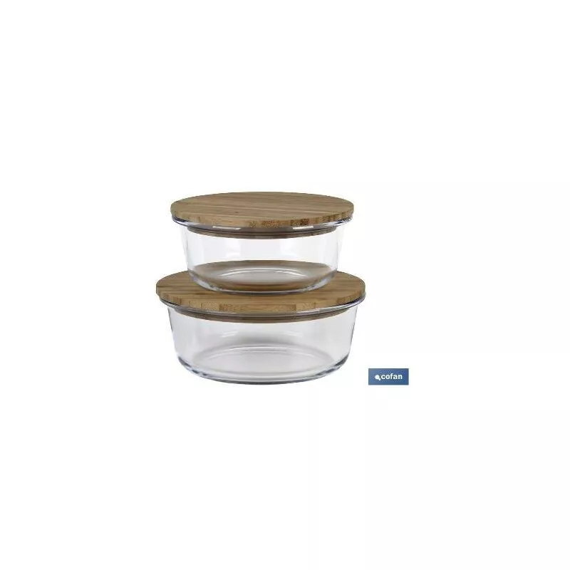 Cofan - PLIMPO set de 2 recipientes de borosilicato con tapa de bambú modelo panda 620 ml - 950 ml barato