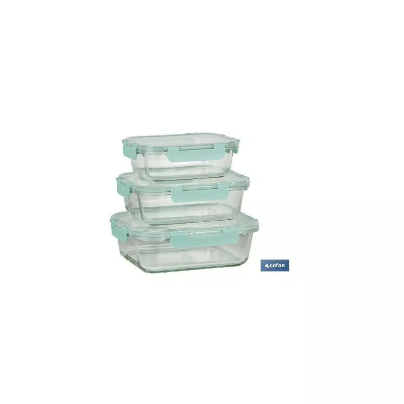 Cofan - PLIMPO set de 3 recipientes de borosilicato modelo agatha 640 ml -1040 ml-1520 ml barato