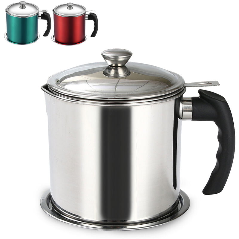 Colador de aceite Olla para grasa de tocino de acero inoxidable Recipiente para latas de almacenamiento de aceite con malla fina para almacenar barato