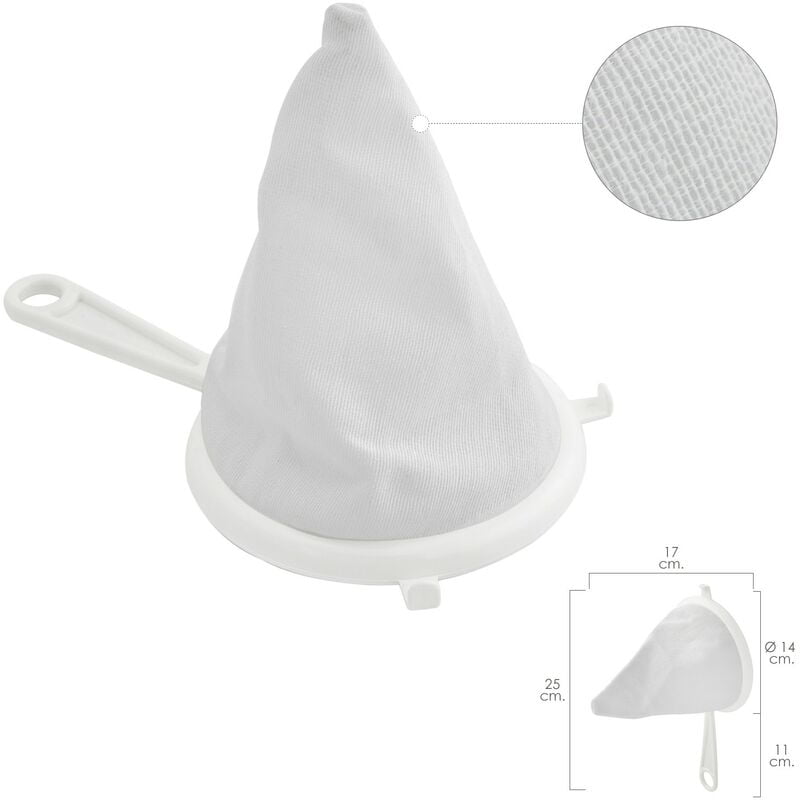 Colador tela franela armazón de plastico Ø 16 cm. con 2 ganchos barato