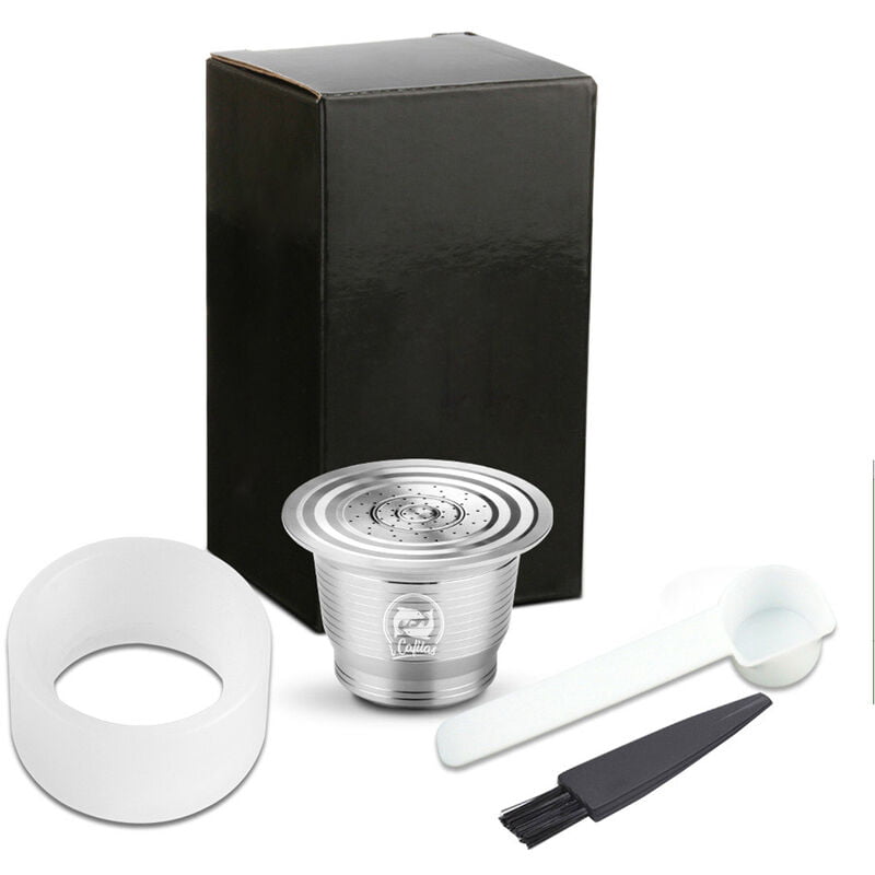 Compatible con Nespresso Capsula de cafe de acero inoxidable Reutilizable Filtro de taza de capsula de cafe recargable con cepillo Cuchara Anillo de barato