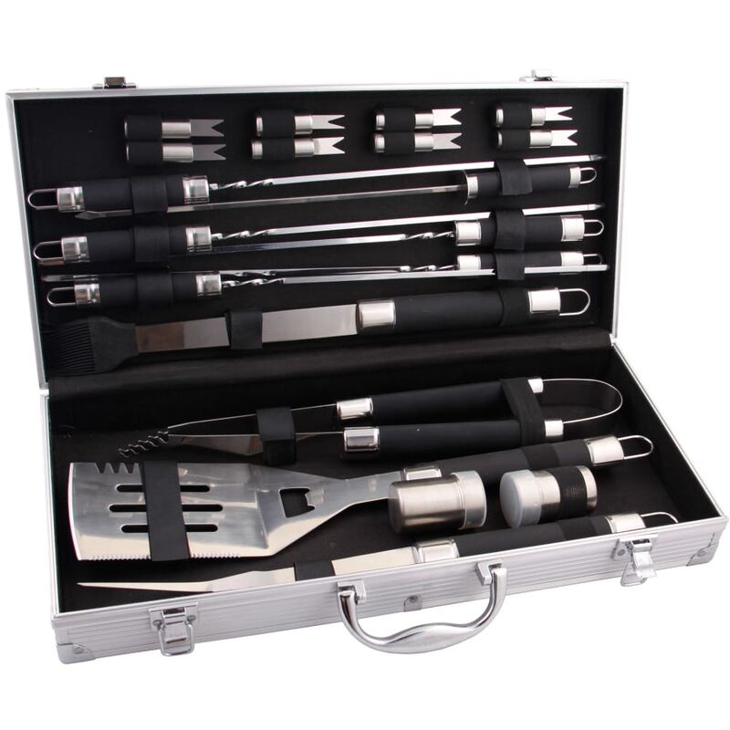 Conjunto de utensilios para barbacoa 20 pzas acero inoxidable - Plateado - Bbgrill barato