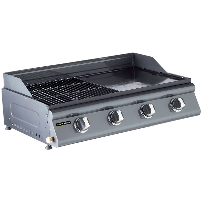 Cook'in Garden - Barbacoa de Gas Mixta 4 Quemadores - 2 en 1 Parrilla y Plancha - Superficie de cocción : 3112