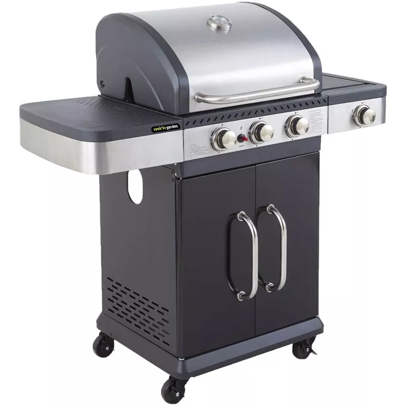Cook'In Garden - Barbacoa De Gas 2 En 1 Fidgi - Barbacoa De Gas Y Plancha De Gas - 3 Quemadores - Cubierta Con Termómetro - Potencia 11,5 Kw En Oferta Cook'In Garden - Barbacoa De Gas 2 En 1 Fidgi - Barbacoa De Gas Y Plancha De Gas - 3 Quemadores - Cubierta Con Termómetro - Potencia 11