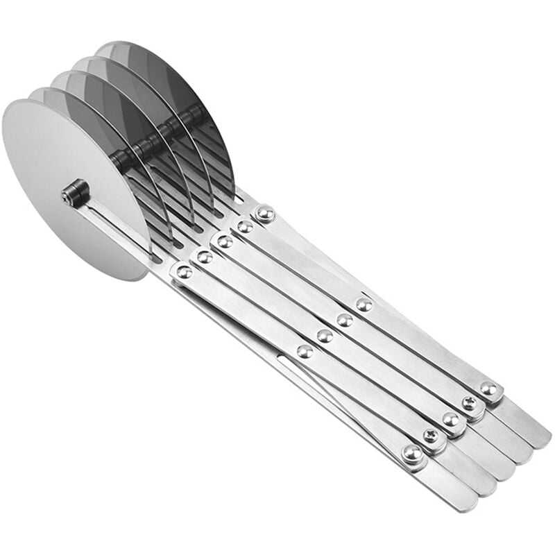 Cortador de pasteleria expandible de 5 ruedas cortador de pastel de pizza de acero inoxidable cortador de masa para panqueques ancho ajustable para barato