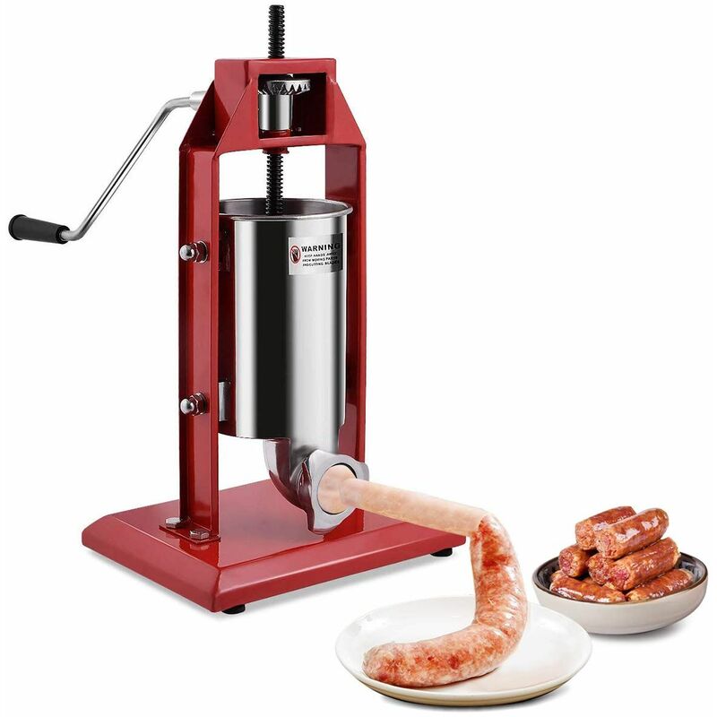 Costway - 3L Embutidora de Salchicha con Manivela y Base Máquina Relleno de Salchichas de Acero Inoxidable con 4 Tubos de Llenado barato