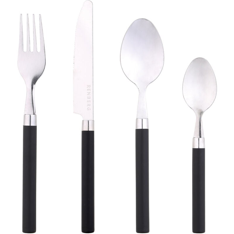 Cuberteria 24 Pzas Acero Inoxidable Happie Black barato