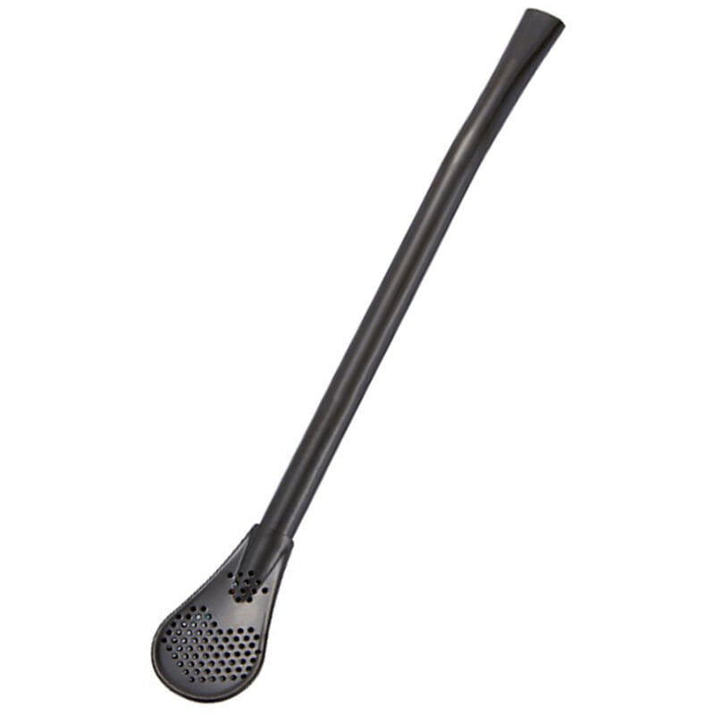 Cuchara de acero inoxidable paja reutilizable de bebida Cuchara pajas doble filtro plano y liso Diseno Pajas