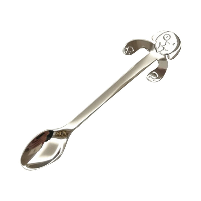 Cuchara de cafe de acero inoxidable 304 Cuchara para revolver cachorro Taza colgante Cuchara de te No.3 y 11.6cm Plateado