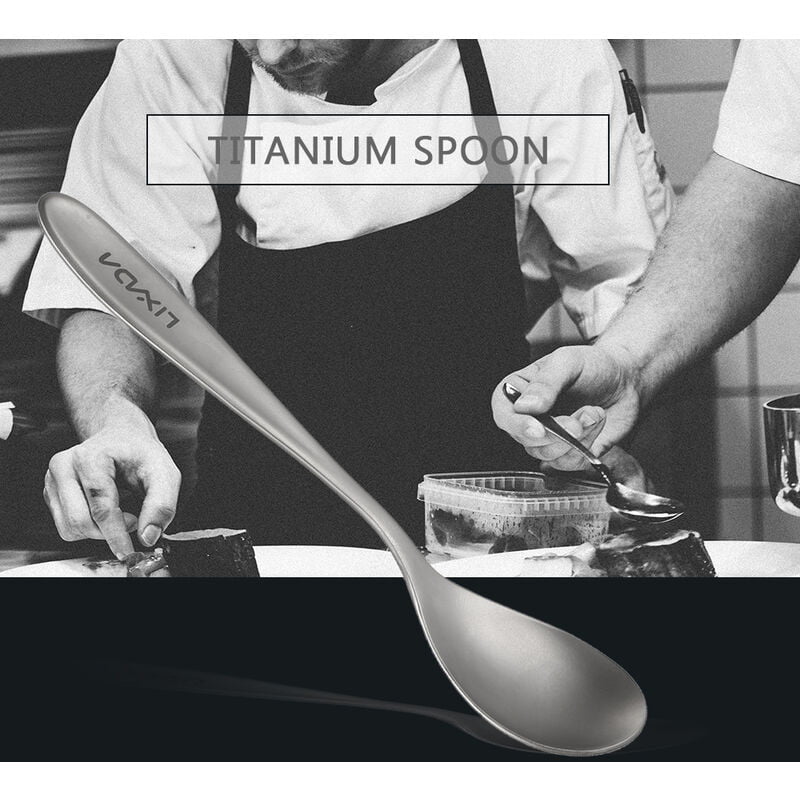 Cuchara de titanio Cuchara de cena ligera Cuchara de mesa para el hogar Picnic al aire libre Camping Senderismo Viajar - Lixada barato