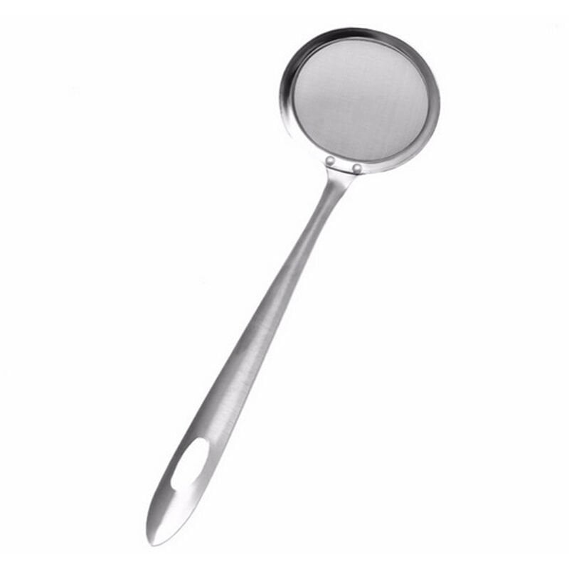 Cuchara desnatadora de grasa de acero inoxidable Colador de malla fina Cuchara de filtro para freir aceite Cuchara para freir alimentos en la cocina barato
