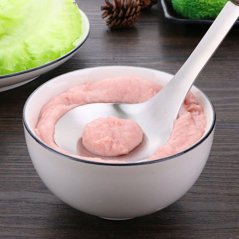 Cuchara para hacer albondigas de acero inoxidable con orificio de fuga Molde para albondigas de madera Herramienta para utensilios de cocina