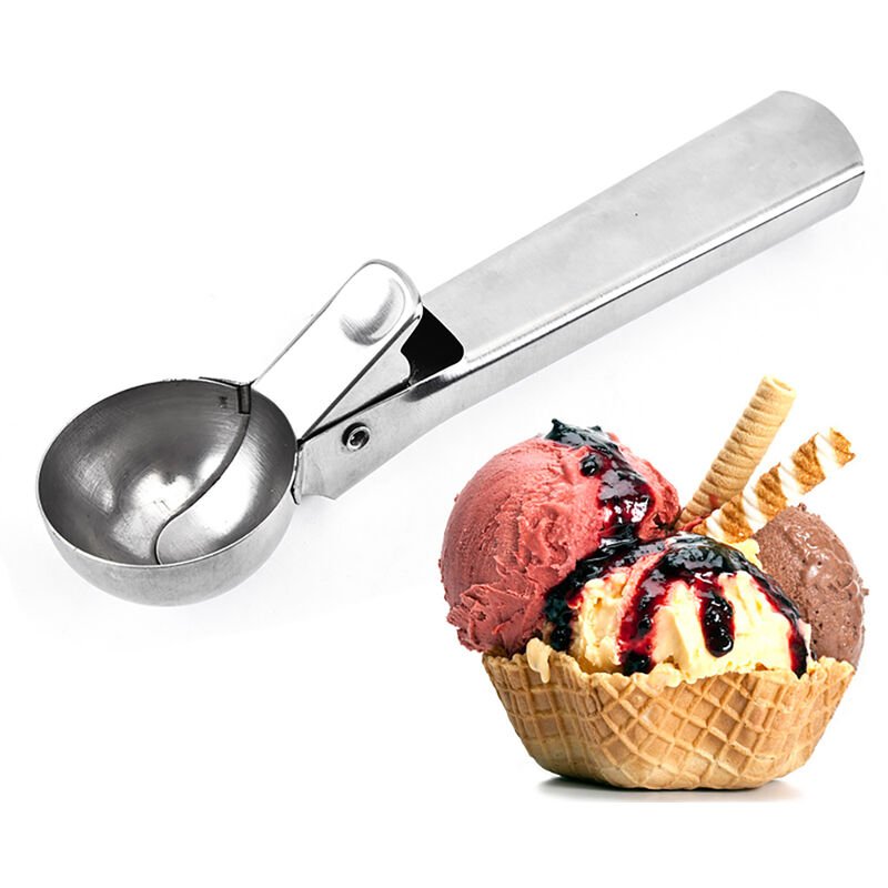 Cuchara para helado con palanca de gatillo Pala para helado de acero inoxidable Agarre comodo para masa de helado duro Frutas barato