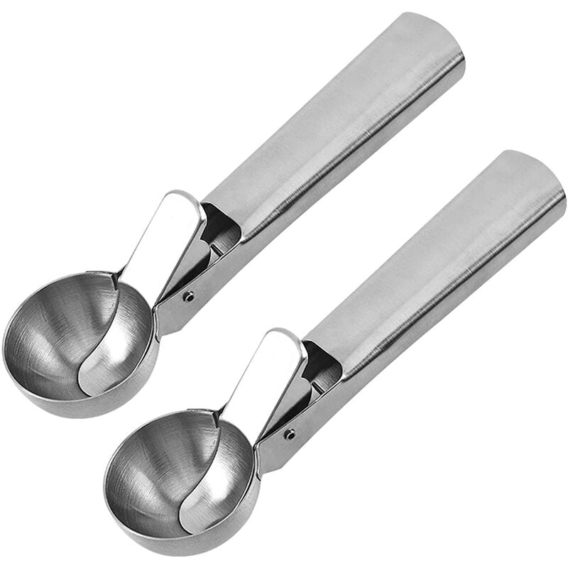 Cuchara para helado de acero inoxidable con gatillo fácil