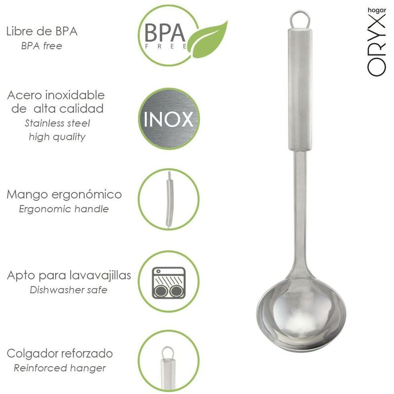 Cucharon cocina acero inoxidable 9x33