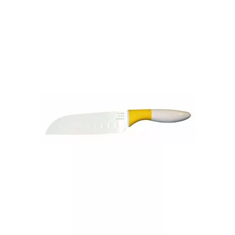 Cuchillo Cocina Santoku Blanco/Amarillo Inox/Plastico Tcr75038 - Crisp En Oferta Cuchillo Cocina Santoku Blanco/Amarillo Inox/Plastico Tcr75038 - Crisp Barato