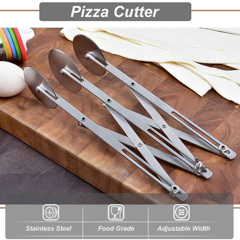 Cuchillo de pizza de acero inoxidable de 3 ruedas
