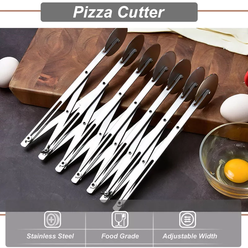 Cuchillo De Pizza De Acero Inoxidable De 7 Ruedas, Cortador De Cuchillos De Rueda, Divisor De Masa Ajustable Para Pasteleria, Pizza, Pasta, Pasteles, En Oferta Cuchillo De Pizza De Acero Inoxidable De 7 Ruedas