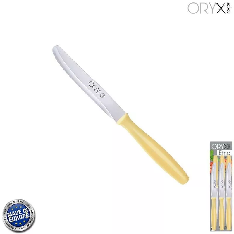Cuchillo Mesa Etna Hoja Sierra Acero Inoxidable 10 Cm. Amarillo (Blister 6 Piezas) En Oferta Cuchillo Mesa Etna Hoja Sierra Acero Inoxidable 10 Cm. Amarillo (Blister 6 Piezas) Barato
