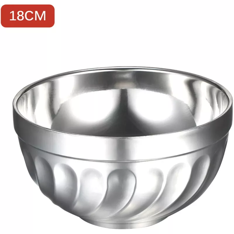 Cuenco De Acero Inoxidable, Cuenco De Aislamiento Termico De Doble Pared Anti-Escaldaduras, Cuenco De Sopa Antideslizante,Plata, 18Cm En Oferta Cuenco De Acero Inoxidable