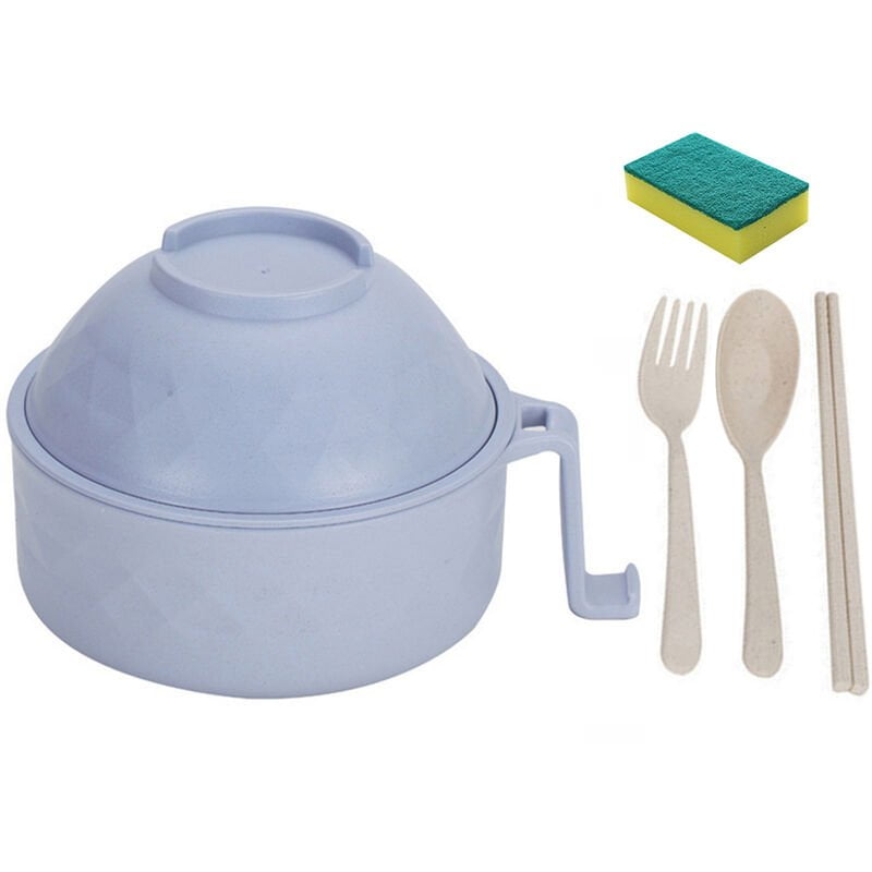 Cuenco de fideos Cuenco de ramen seco de fibra de bambu con tapa Juego de vajilla Cuenco de fideos con separacion de sopa de drenaje