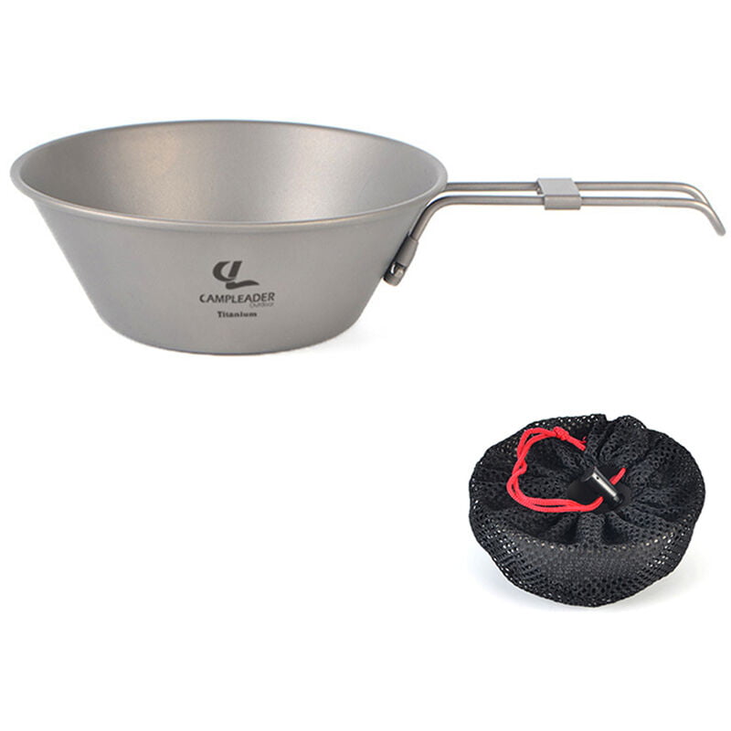 Cuenco de titanio de 300 ml con asa plegable para acampar al aire libre