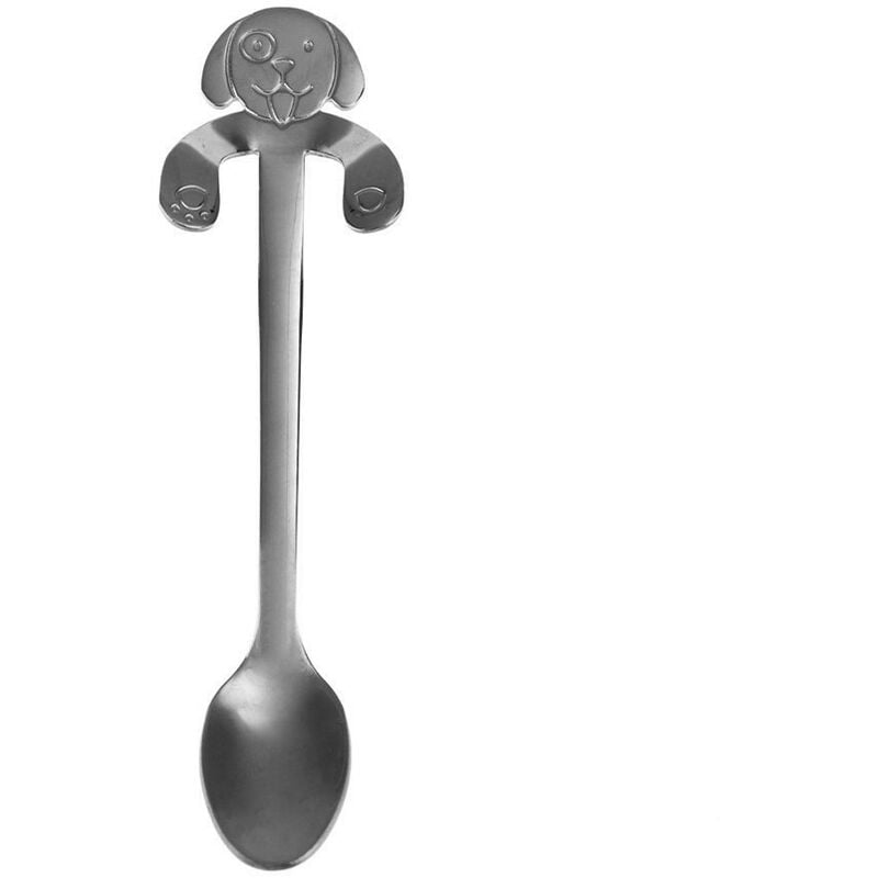 Cute Puppy Spoon 304 Cucharilla de acero inoxidable Mango largo Cucharas de cafe Azucar Postre Aperitivo Condimento Bistro Cubiertos Taza colgante barato