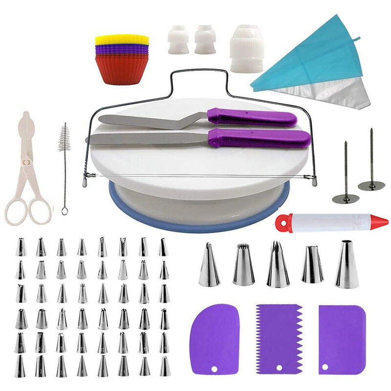Decoracion de pasteles Suministros de decoracion de pasteles de acero inoxidable Plato giratorio de pasteles 106PCS / Set Herramientas de crema de barato