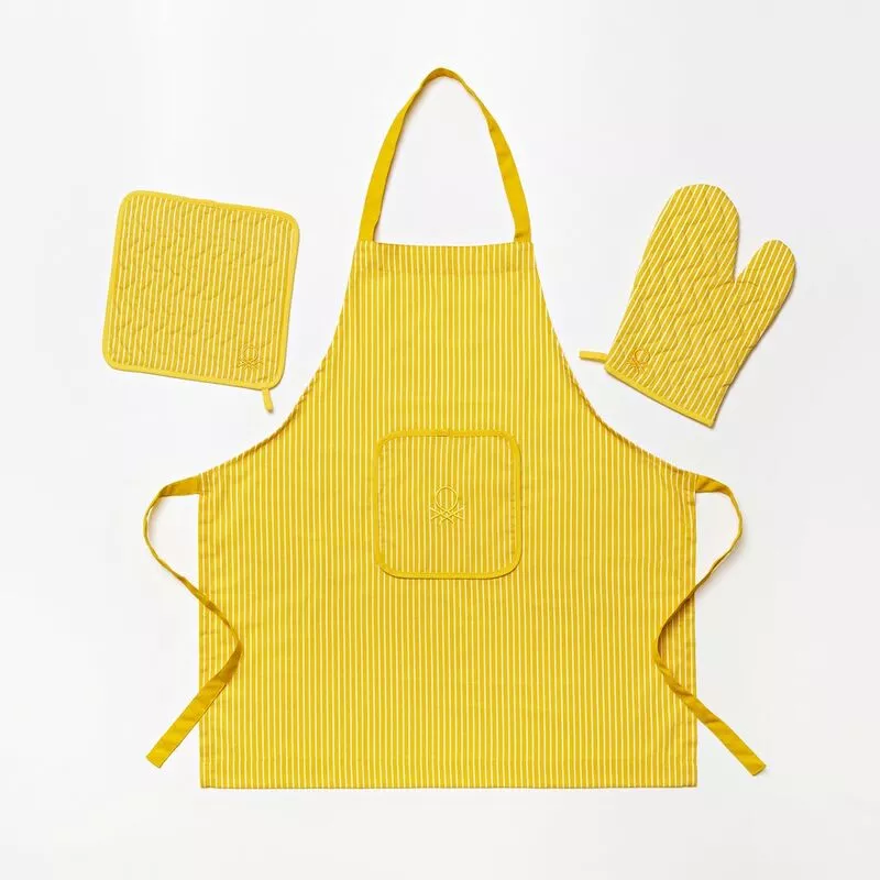 Delantal Set 3 Piezas (Delantal + Manopla + Agarrador)100% Algodón 190Gsm Amarillo Po - Benetton En Oferta Delantal Set 3 Piezas (Delantal + Manopla + Agarrador)100% Algodón 190Gsm Amarillo Po - Benetton Barato