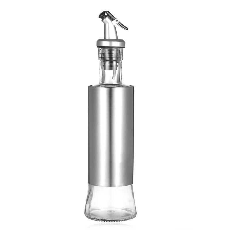 Dispensador de aceite de oliva Botella de vidrio y acero inoxidable Drizzler Vinagre y aceite Cruet con vertedor Pico sin goteo para cocina 300ml / barato