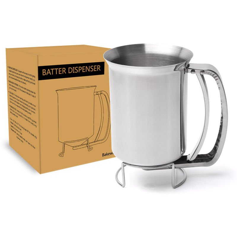 Dispensador de masa de mano Taza de acero inoxidable Torta Panqueques Embudo de pasteleria Herramienta de cocina para hornear
