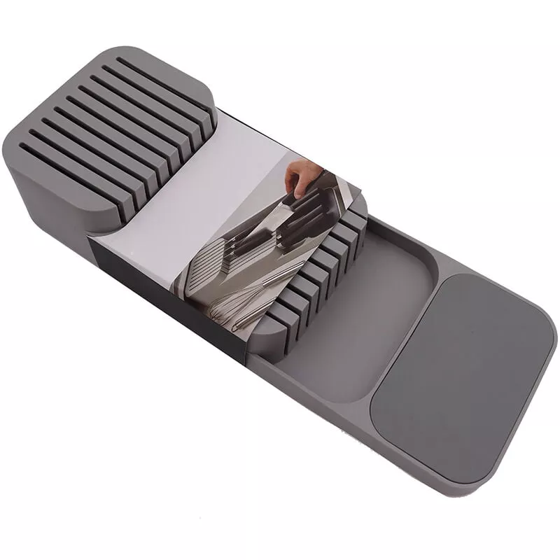 El Bloque De Cuchillos En El Cajon Sostiene La Bandeja Organizadora Del Cajon De La Cocina Para Cuchillos,Gris En Oferta El Bloque De Cuchillos En El Cajon Sostiene La Bandeja Organizadora Del Cajon De La Cocina Para Cuchillos