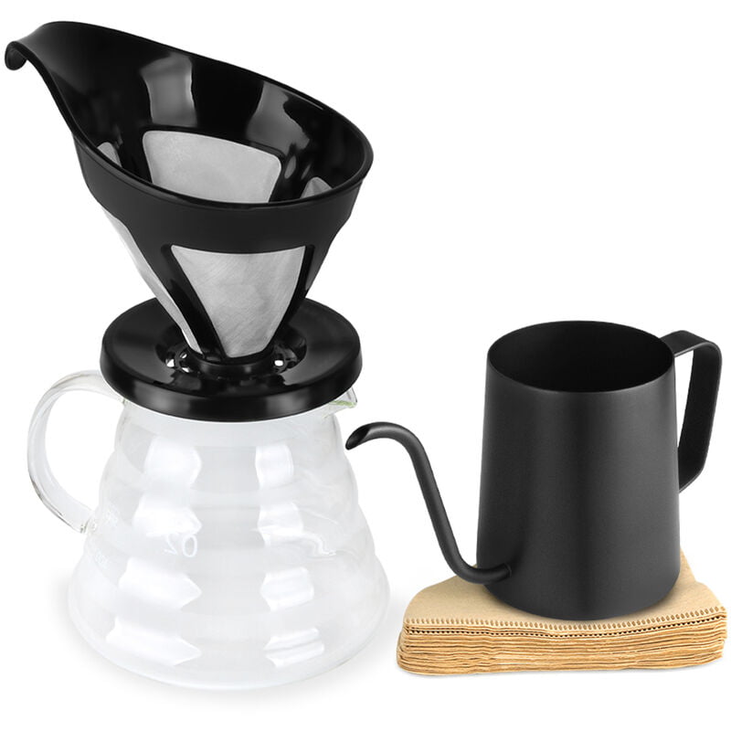El juego de cafetera Pour Over incluye un hervidor de cuello de cisne de 350 ml