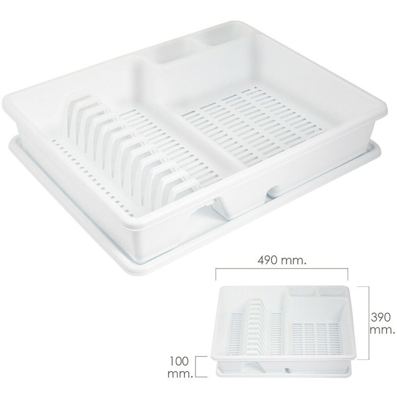 Escurre platos rectangular con bandeja anti goteo plástico 49x39x10 (alt.) cm. barato